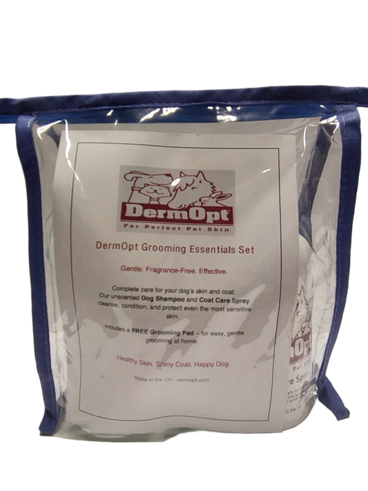 Coat Care Essentials Bundle - 250ml Spray & Shampoo with Free Grooming Pad & Bag Holder